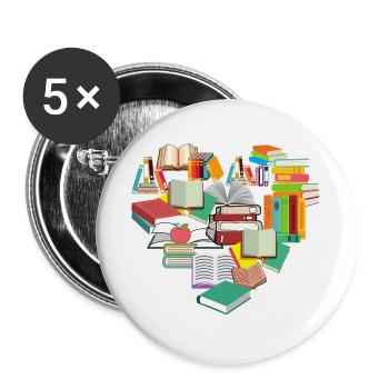 Books 1 - Buttons large 2.2''/56 mm (5-pack) - white - Front