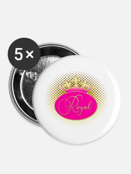 ROYAL Krone Gold Pink - Buttons groß 56 mm (5er Pack) - Weiß