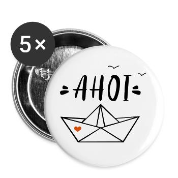 Ahoi - Buttons groß 56 mm (5er Pack) - Weiß - Vorne