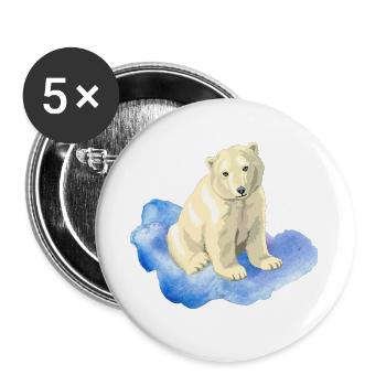 ours polaire - Lot de 5 grands badges (56 mm) - blanc - Devant