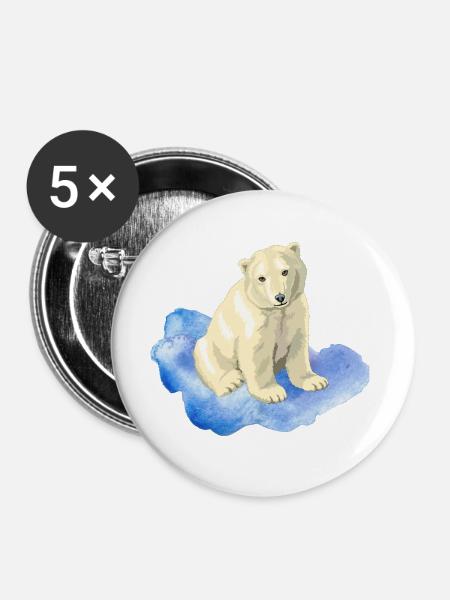 Eisbär - Buttons groß 56 mm (5er Pack) - Weiß