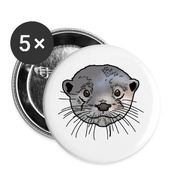 Tête de loutres colorée - Lot de 5 grands badges (56 mm) - blanc - Devant