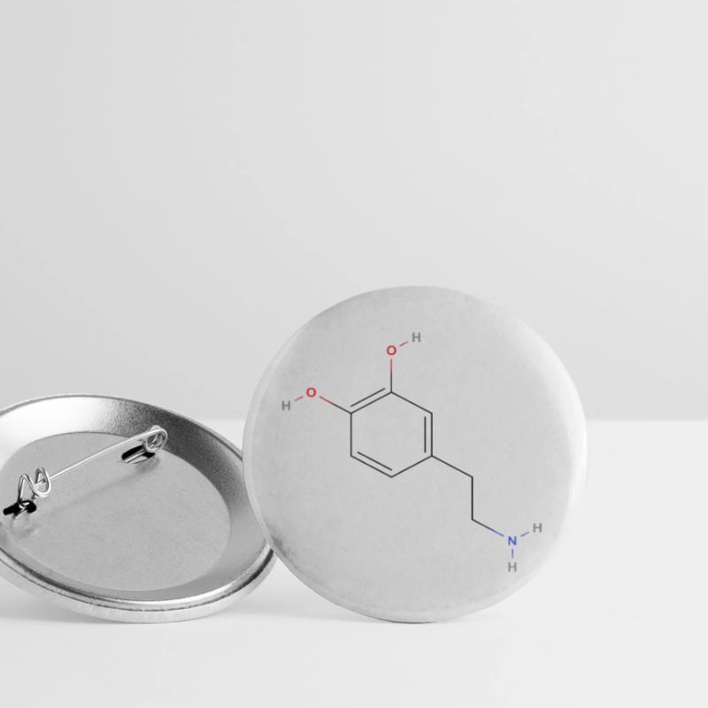 Molécule de dopamine - Formule structurelle colorée Lot de 5 grands badges (56 mm)