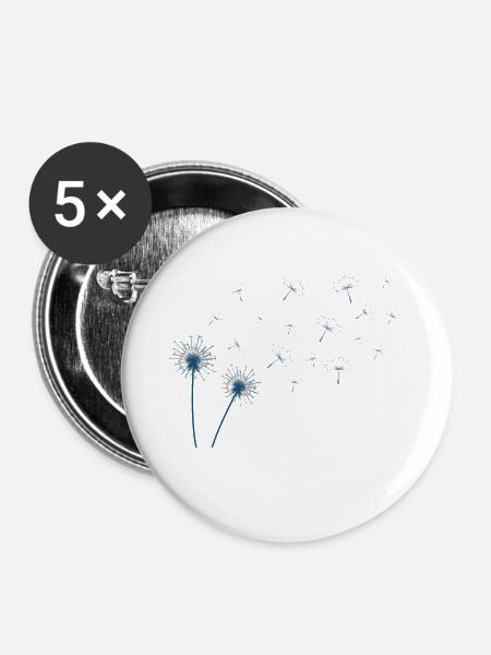 Dandelion in blue - Buttons groß 56 mm (5er Pack) - Weiß