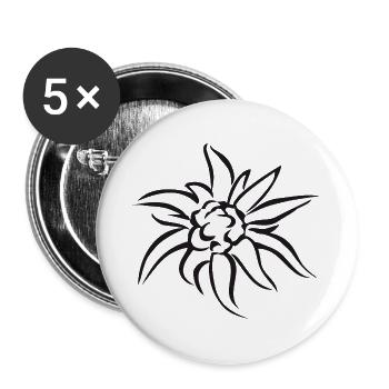 Beautiful Edelweiss in black - Buttons large 2.2''/56 mm (5-pack) - white - Front