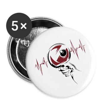 Heartbeat Pulse ECG Tennis de table Logo de tennis de table - Lot de 5 grands badges (56 mm) - blanc - Devant