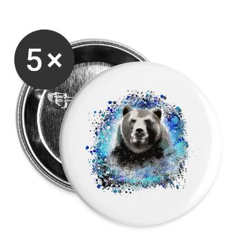 Bear, graffiti, blue, painting,blue - Buttons large 2.2''/56 mm (5-pack) - white - Front