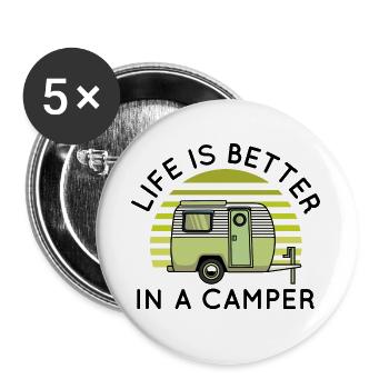 Life Is Better In A Camper - Buttons large 2.2''/56 mm (5-pack) - white - Front