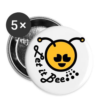 Let it bee happy emoticon - Buttons large 2.2''/56 mm (5-pack) - white - Front