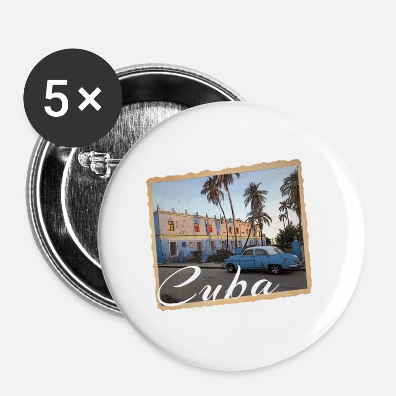 Cuba - Buttons large 2.2''/56 mm (5-pack) - white