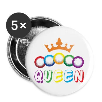 Bingo Balls Bingo Queen Gift - Buttons large 2.2''/56 mm (5-pack) - white - Front