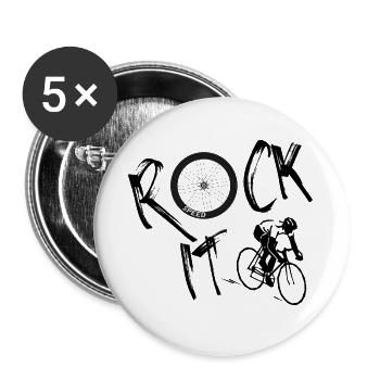 Rad fahren rockt - Buttons groß 56 mm (5er Pack) - Weiß - Vorne