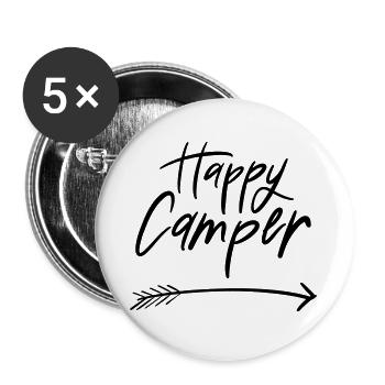 Happy Camper - Buttons groß 56 mm (5er Pack) - Weiß - Vorne