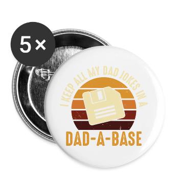 Dad Joke Floppy Disk Retro Design - Buttons large 2.2''/56 mm (5-pack) - white - Front