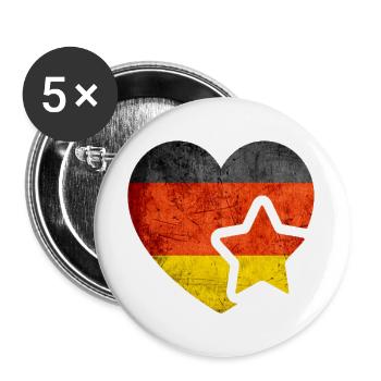 My heart for Germany - Vintage German flag - Buttons large 2.2''/56 mm (5-pack) - white - Front