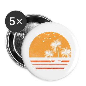 Palm Sunset Silhouette - Buttons large 2.2''/56 mm (5-pack) - white - Front