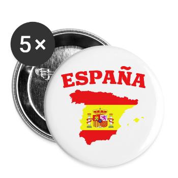 Spanien Espana Flagge Landkarte - Buttons groß 56 mm (5er Pack) - Weiß - Vorne