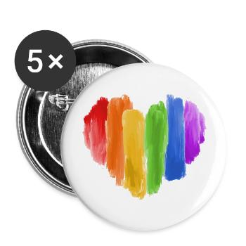 Arc-en-ciel LGBT Coeur Gay Pride Csd - Lot de 5 grands badges (56 mm) - blanc - Devant