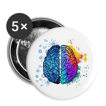 BRAIN COLORFUL by The Manzanita ́s - Buttons large 2.2''/56 mm (5-pack) - white - Front