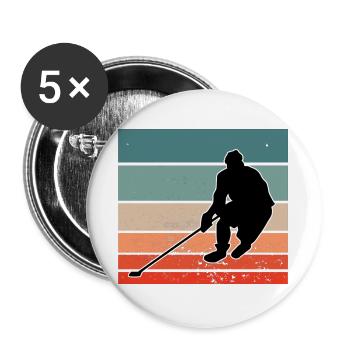 Eishockey Spieler Vintage Eishockeytrainer Retro - Buttons groß 56 mm (5er Pack) - Weiß - Vorne