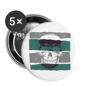 Totenkopf grün paper strip dark - Buttons groß 56 mm (5er Pack) - Weiß - Vorne