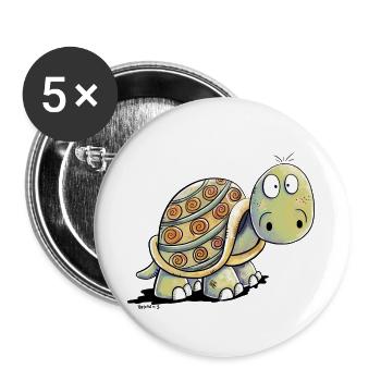 Süße Schildkröten - Schildkröte - Buttons groß 56 mm (5er Pack) - Weiß - Vorne