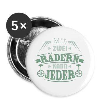 Einradfahrer fahren Einrad auf Unicycle - Buttons groß 56 mm (5er Pack) - Weiß - Vorne