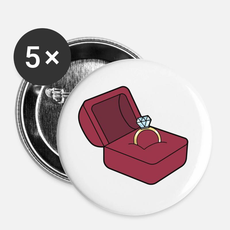 Wedding ring marriage proposal - Buttons large 2.2''/56 mm (5-pack) - white