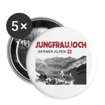 Jungfraujoch Schweizer Berge T-Shirt drucken - Buttons groß 56 mm (5er Pack) - Weiß - Vorne