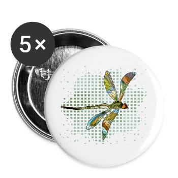 Libellule - Lot de 5 grands badges (56 mm) - blanc - Devant