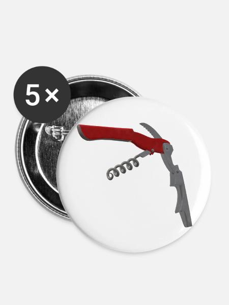 3D Korkenzieher - Buttons groß 56 mm (5er Pack) - Weiß