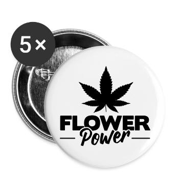 flower power cbd cannabis cadeau - Lot de 5 grands badges (56 mm) - blanc - Devant