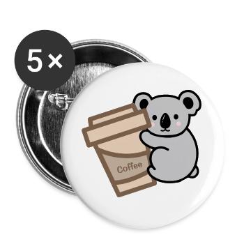 Koala braucht Kaffee - Buttons groß 56 mm (5er Pack) - Weiß - Vorne