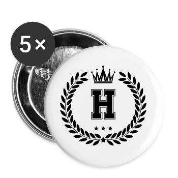 Armoiries H - Lot de 5 grands badges (56 mm) - blanc - Devant