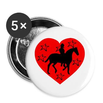 Pferd - Buttons groß 56 mm (5er Pack) - Weiß - Vorne