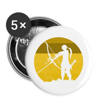Bogenjagd Bogenschießen Langbogen Bogen & Pfeil Bogen Bogen - Buttons groß 56 mm (5er Pack) - Weiß - Vorne