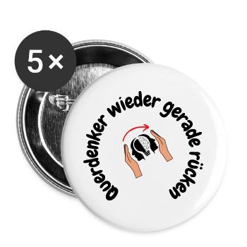Querdenker wieder gerade rücken - Buttons groß 56 mm (5er Pack) - Weiß - Vorne