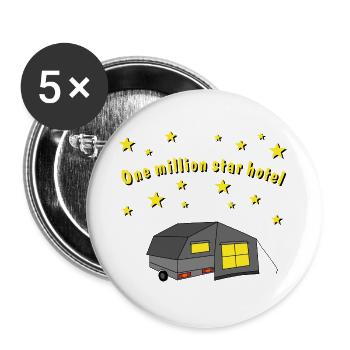 one million star hotel faltcaravan - Buttons groß 56 mm (5er Pack) - Weiß - Vorne