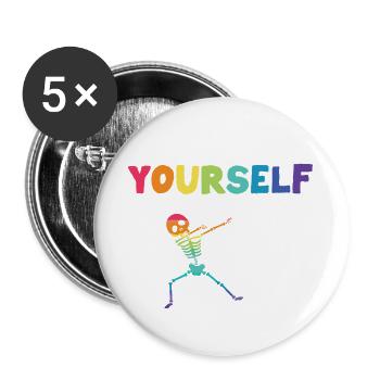Funny Dabbing Skeleton Proud LGBT Pride Dare To Be - Buttons groß 56 mm (5er Pack) - Weiß - Vorne