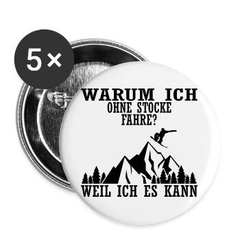 Snowboard Snowboarder - Buttons groß 56 mm (5er Pack) - Weiß - Vorne