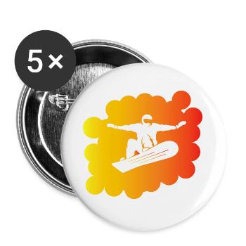 Snowboard Snowboarder - Buttons groß 56 mm (5er Pack) - Weiß - Vorne