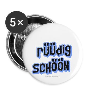 rüüdig schöön Swiss Things - Buttons groß 56 mm (5er Pack) - Weiß - Vorne