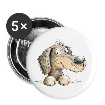 Joyeux teckel I Teckel I Chien - Lot de 5 grands badges (56 mm) - blanc - Devant