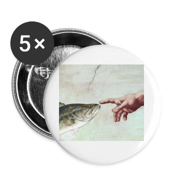 Gottes Hand Fisch - Buttons groß 56 mm (5er Pack) - Weiß - Vorne