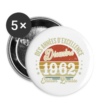 Des Années D'excellence Décembre 1962 Cadeau - Lot de 5 grands badges (56 mm) - blanc - Devant