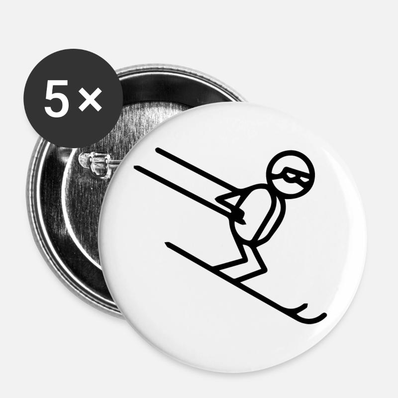 Ski Skiing Après-Ski - Buttons large 2.2''/56 mm (5-pack) - white
