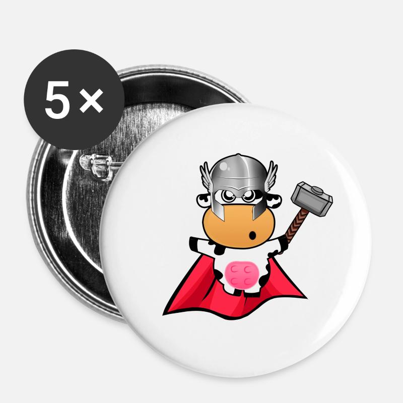 Thor Kuh - Buttons groß 56 mm (5er Pack) - Weiß