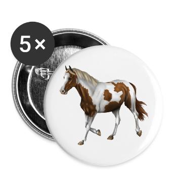 Pferdemotiv Fuchsschecke - Buttons groß 56 mm (5er Pack) - Weiß - Vorne