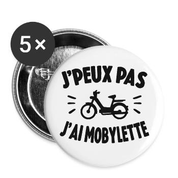 Je Peux Pas J'ai Mobylette Cadeau - Lot de 5 grands badges (56 mm) - blanc - Devant
