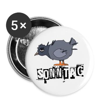 Lustige Taube am Sonntag - Buttons groß 56 mm (5er Pack) - Weiß - Vorne